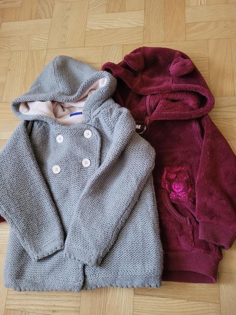 Fleesová bundička a zateplený sveter veľ.86, 86–98