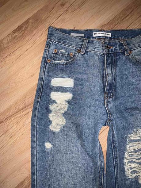 Trhané rifle vysoký pás, pull&bear,34