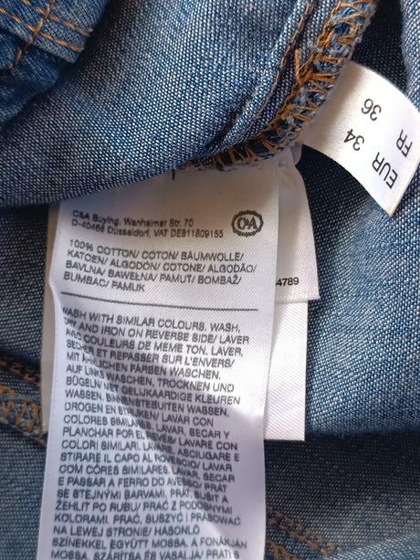 Riflové šaty, c&a,34