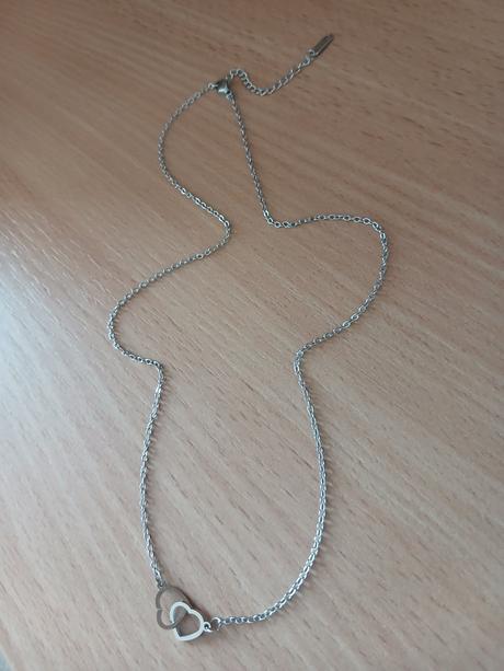Oceľový náhrdelník s 2 srdiečkami 45+5 cm,