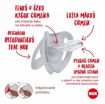 Nuk cumlík trendline silikónový 6-18m, 2ks, nuk