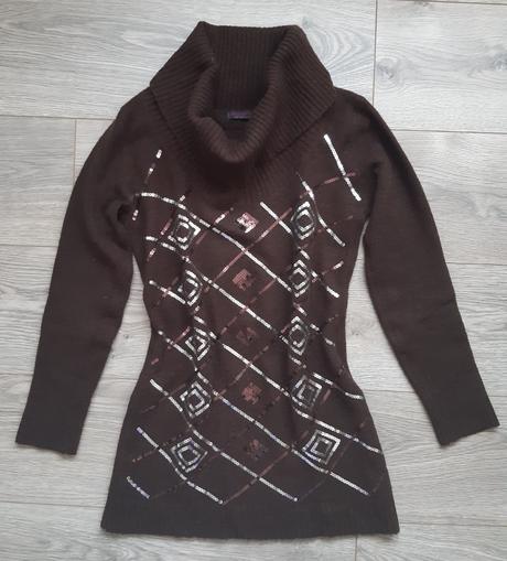 Hnedy sveter s flitrami, m