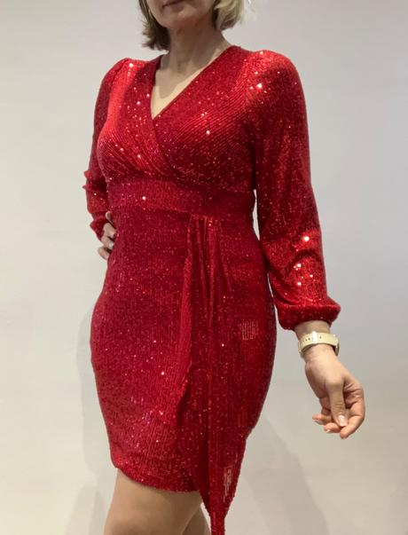 Flitrované elegantné šaty červené, l / m / s