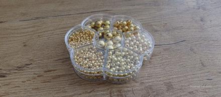Korálky perličkové - 3-12 mm -zlaté - mix 1150 kus, 