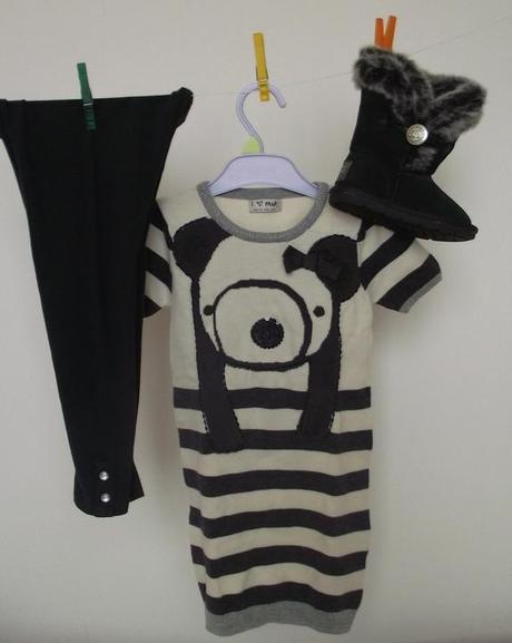 Nenosené úpletové šaty + grátis legíny, next,104