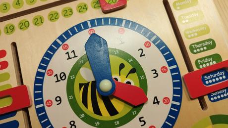 Drevený kalendár a hodiny pre deti v angličtine, 