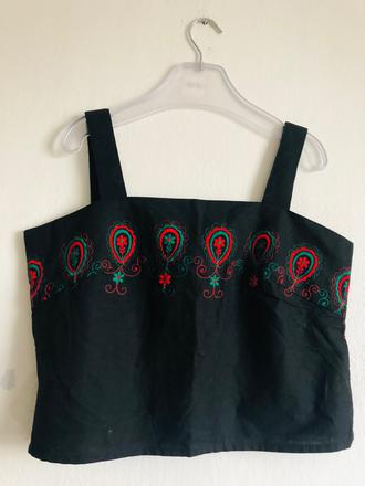 Lan a bavlna top tielko s vysivkou zo sashe pod pa, l