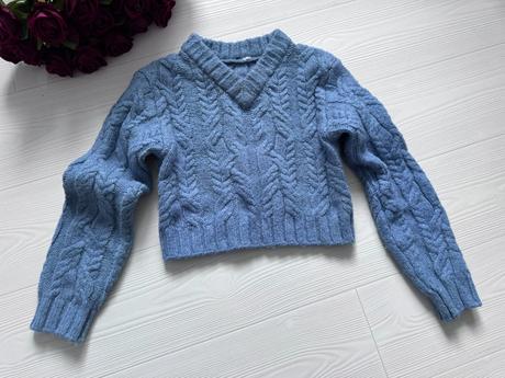 H&m - modrý pulover, h&m,s