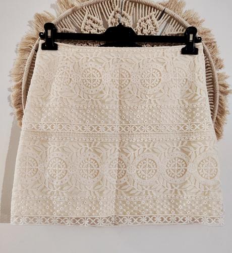 Krajkovaná krémová sukňa h&m, h&m,s