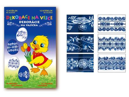 Zmršťovacie dekorácie na vajce vzory modro-biele 1,