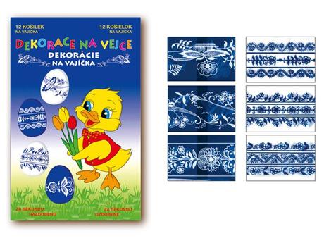 Zmršťovacie dekorácie na vajce vzory modro-biele 1,