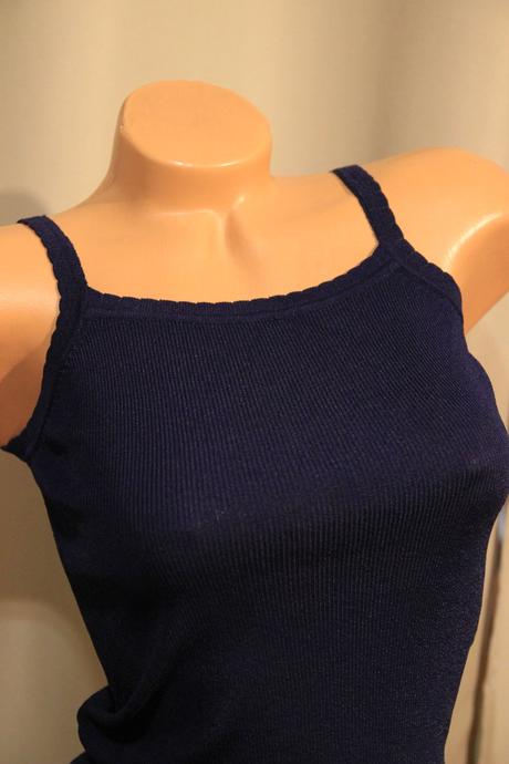 Tmavo modrý pletený crop top, xs, xs