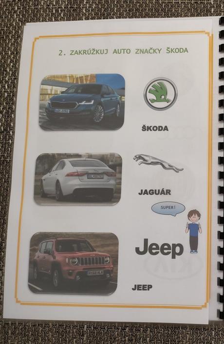Pracovný zošit - značky áut, 