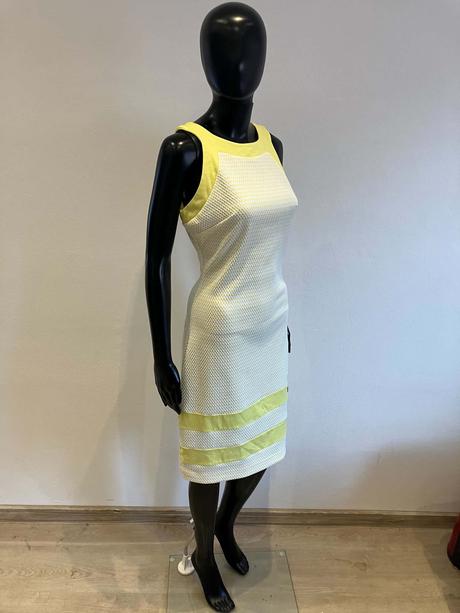 Dámske elegantné šaty žlto biele rouge (m), m