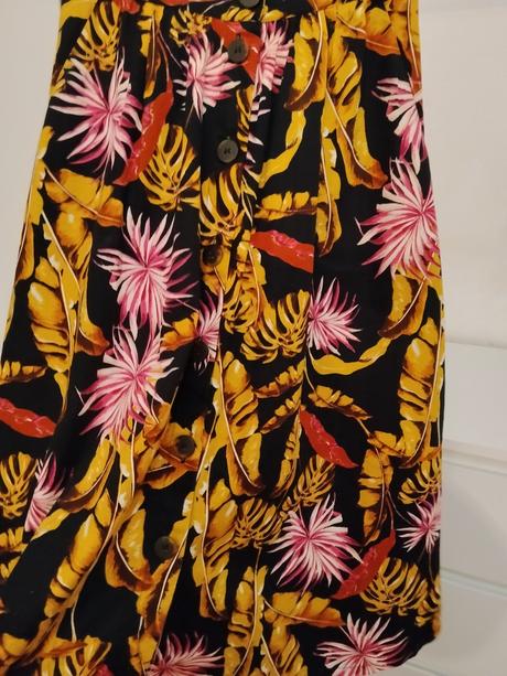 Mango tropical midi sukňa s gombíkmi, 34 / xs