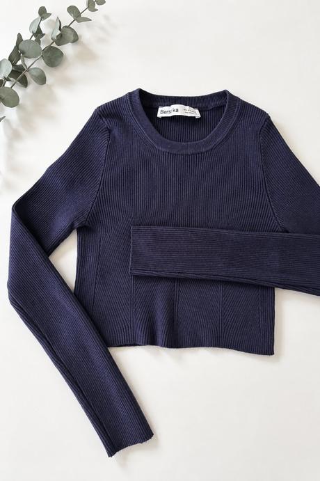 Crop top s dlhým rukávom, bershka,m