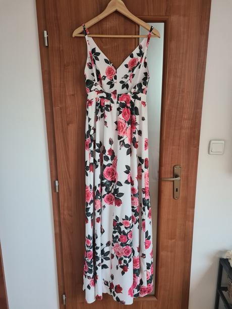 Bielo-ružové spoločenské šaty, 36