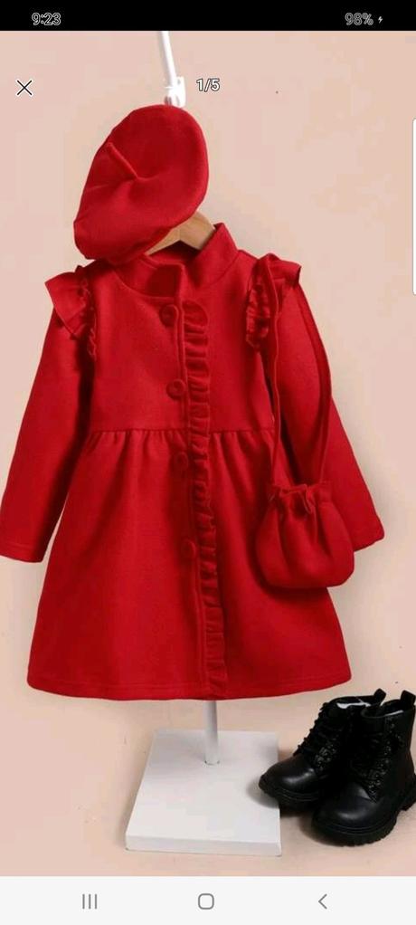 Kabát filcovy s čiapkou a kabelkou poštovné zdarma, 104 / 110 / 116 / 122