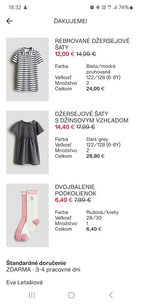 Rebrované šaty, h&m,122