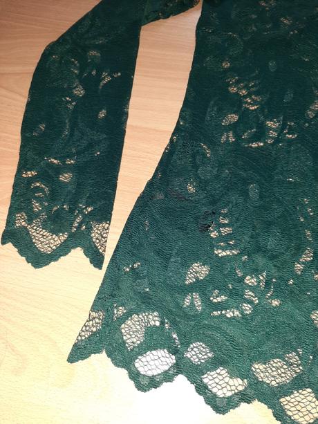 Tmavozelený čipkovaný top, vero moda,m