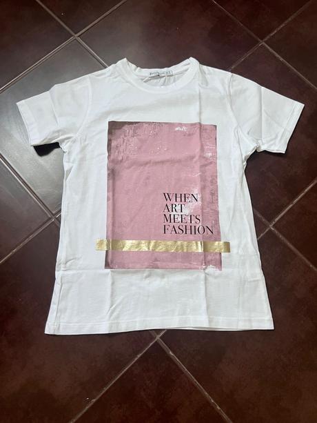 Biele tričko s potlačou, stradivarius,xs