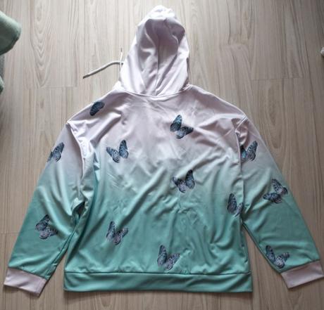 Mikina biela/tyrkysová s motýlikmi, v. xxl/xxxl, xxl