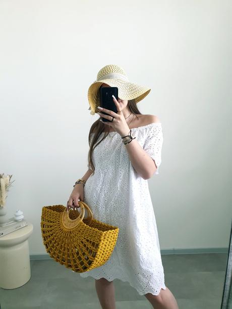 Biele madeirové šaty uni, berti