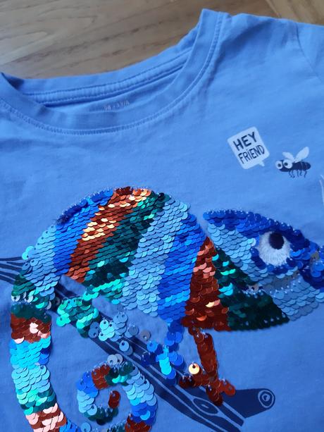 Tričko chameleón s obojstrannými flitrami, c&a,98