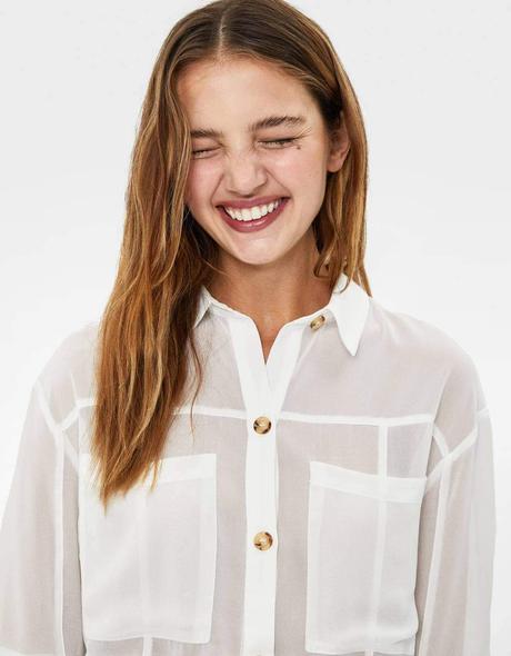 Dámska biela priesvitná blúzka bershka (26), bershka,s