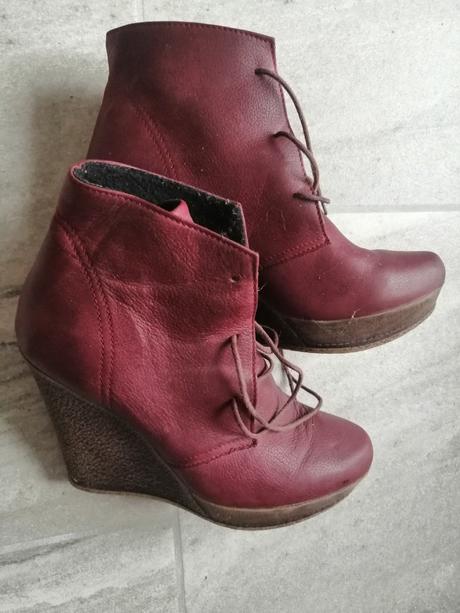 Bordové členkové zatepl. čižmy,v38,koža,vd 24,5cm, 38