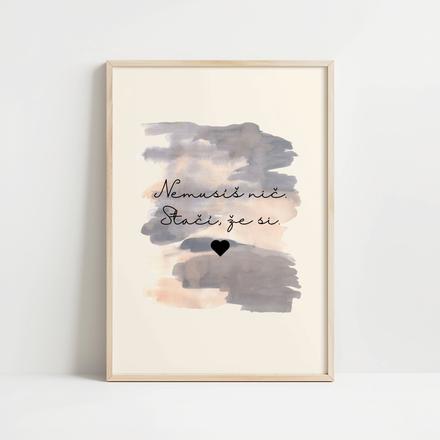 Minimalistický akvarelový art print s textom,