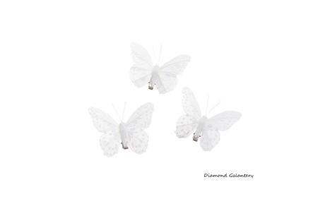 Motýlik na klipe - biely, 