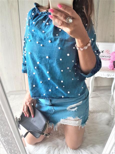 Blúzka s perličkami-m/l, m