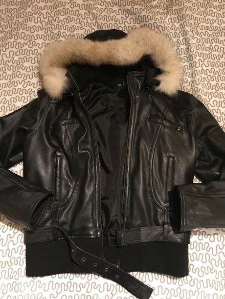 Čierna biker kožená bunda, 40