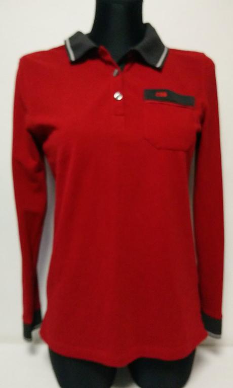 Dámsky červený top s golierom, qbb, l