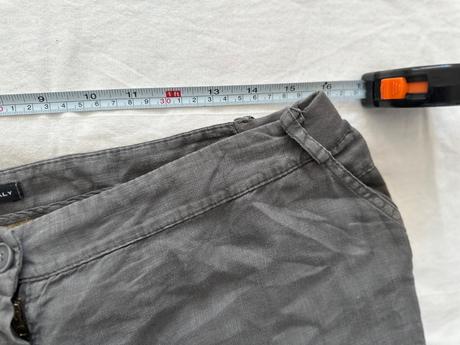 Ľanové olivové nohavice, l