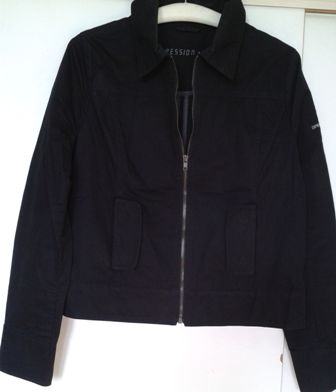 Čierna platnova bunda velkosť 38, m