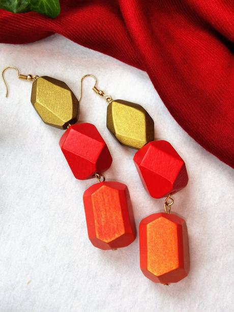 Bijou brigitte - trojfarebné drevené náušnice, bijou brigitte