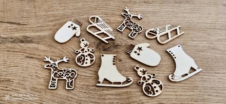 Drevené výlisky - vianočný mix 45 -55 mm - vzor ii, 