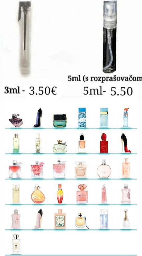 Odstreky parfémov 3/5ml,