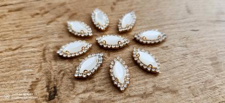 Našívacia aplikácia - 13x24 mm - zlato biela, 