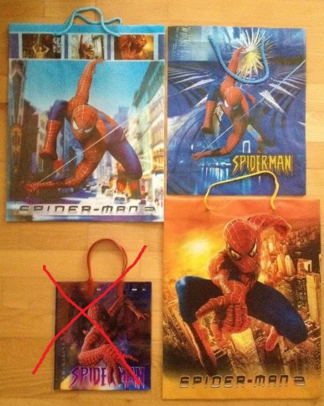 3 ks darčekové tašky spiderman,