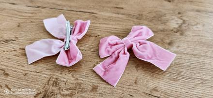 Mašľa do vlasov na sponke - zamatová - ružová,