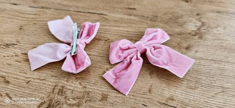 Mašľa do vlasov na sponke - zamatová - ružová, 