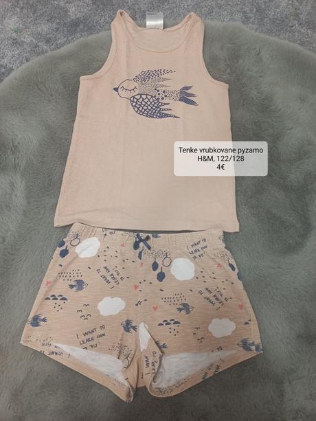 Tenke vrubkovane pyzamo, h&m, 122/128, h&m,122