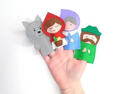 Bábky na prsty o červenej čiapočke,