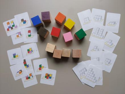 Drevené kocky - poskladaj vzor, 