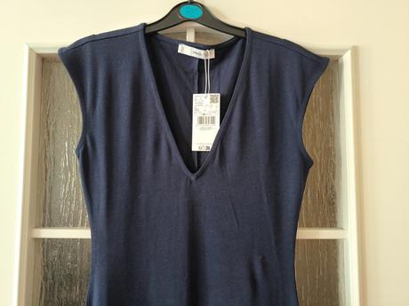 Tmavomodre midi saty mango, mango,s