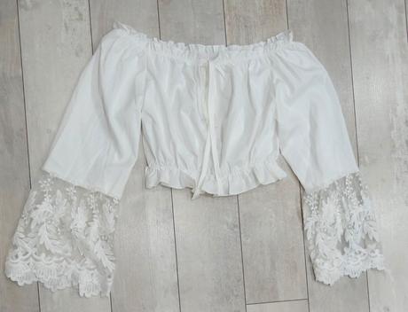 Čipkovaná blúzka crop top, m