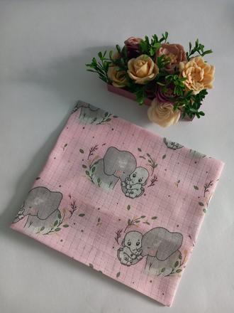 Bavlnená plienka ružová slonik,